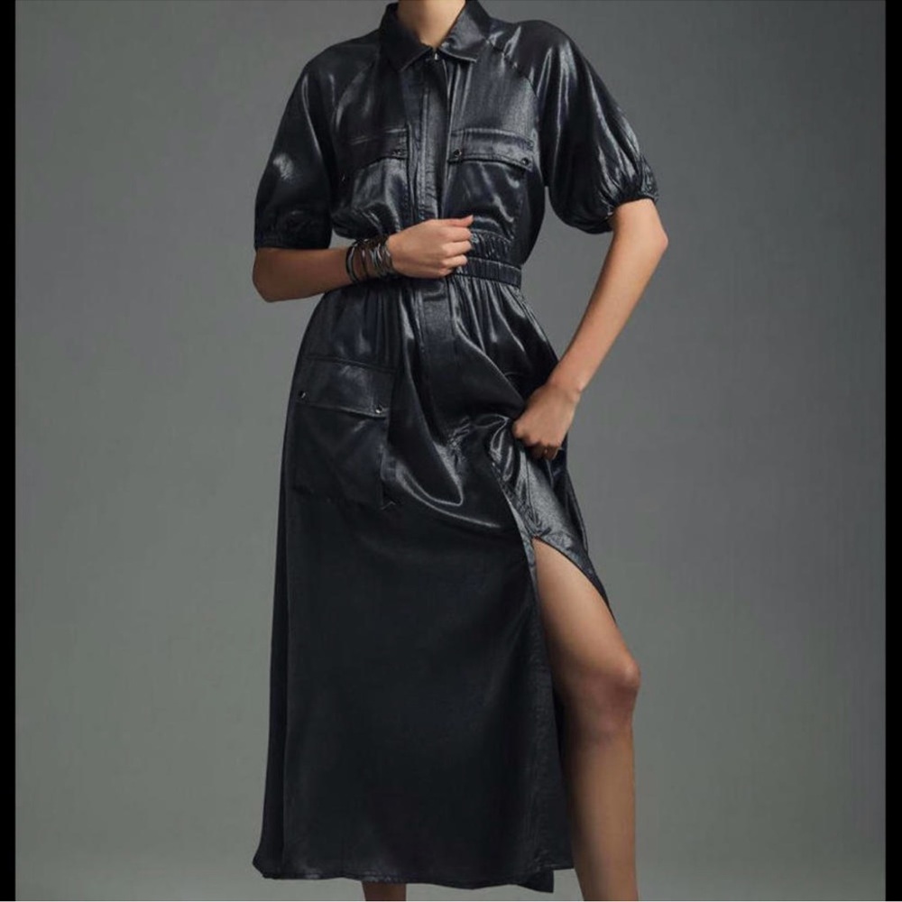 SAMANT CHAUHAN Metallic Black Maxi Dress